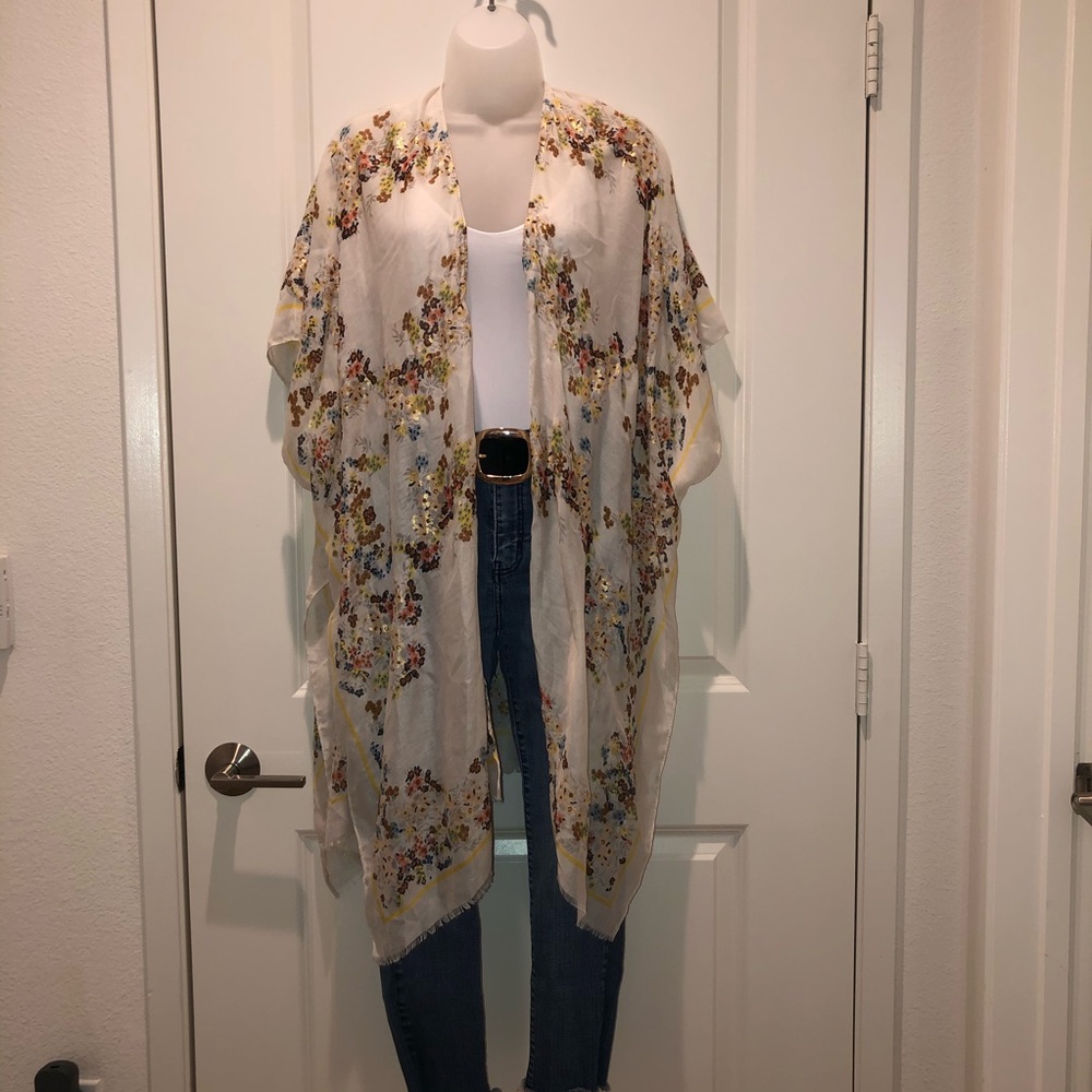 Brown Floral Sheer Kimono